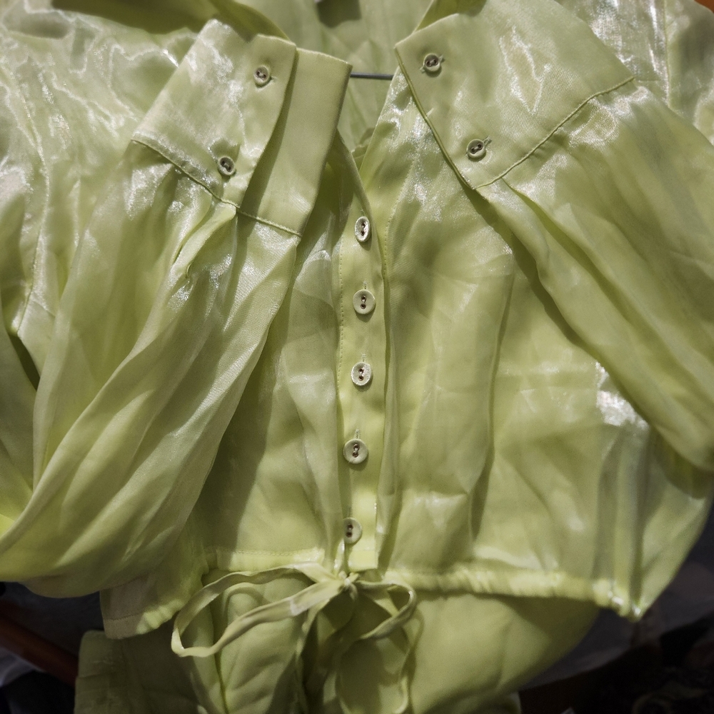 House of Harlow 1960 Light Green Shimmering Pant Set - Picture 5 of 7